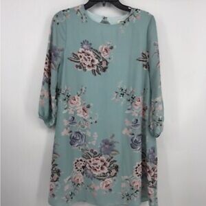 Mint Floral Long Sleeve Dress